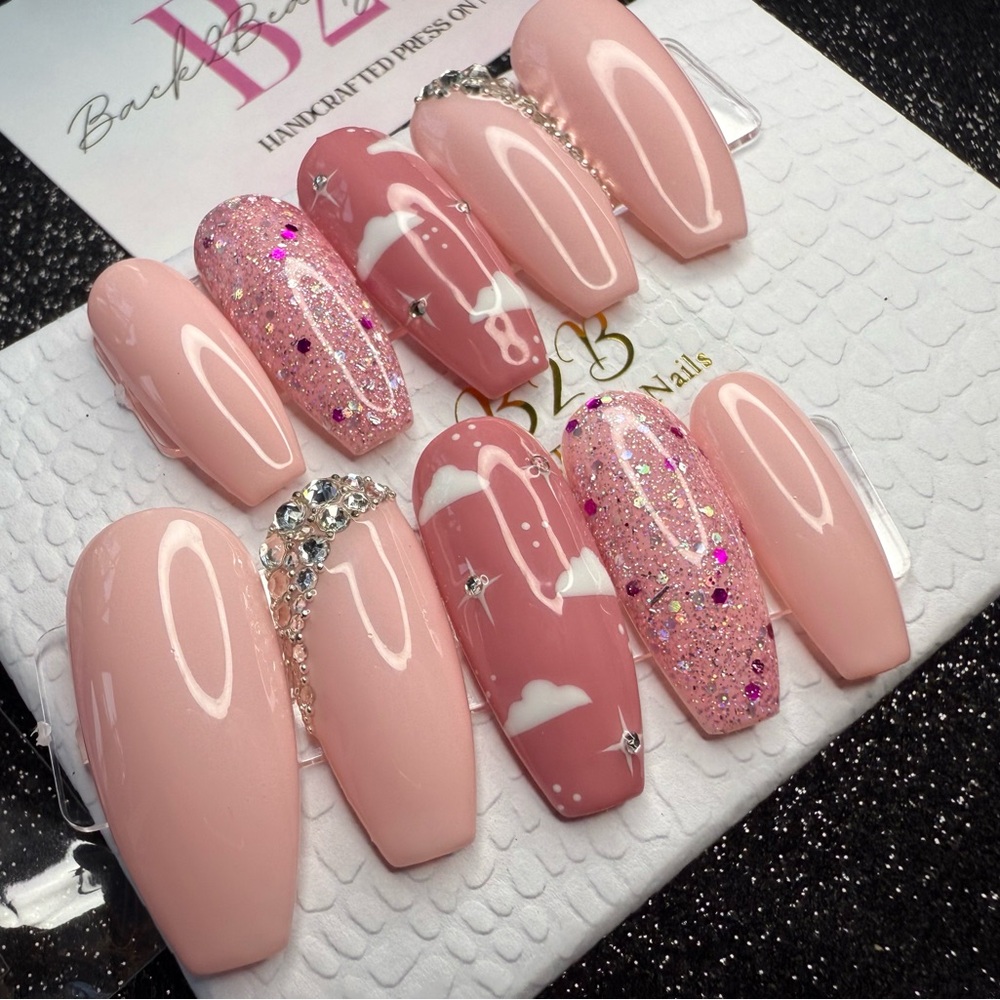 Handmade Ready to Ship XL Long Coffin Press-On Nails